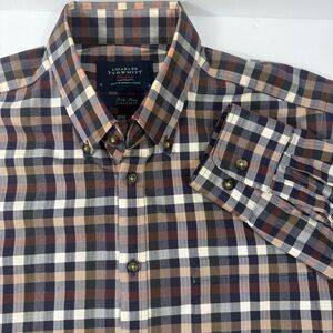 Charles Tyrwhitt Weekend Extra Slim Fit Buttondown Brown Check Men’s Medium